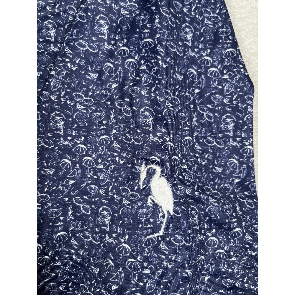 Johnnie-O Mens Large Performance Polo Shirt Navy Blue Beach Surfer UPF 50 Golf - Picture 3 of 8